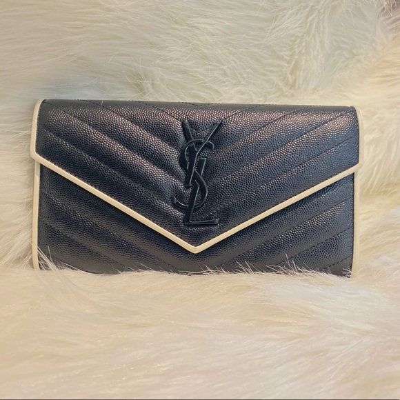 YSL SAINT LAURENT MONOGRAM WALLET IN BLACK & WHITE - Picture 2 of 3